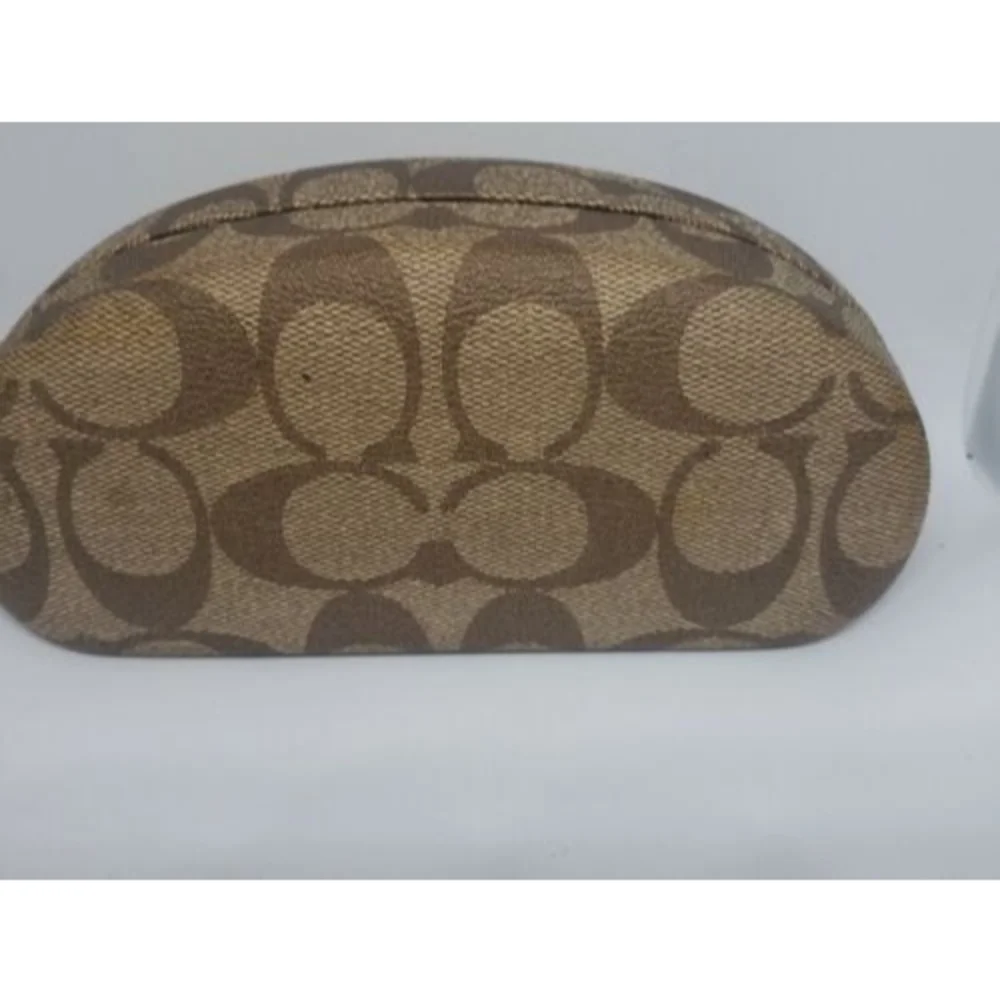 Coach Signature Monogram Brown Hard Clamshell Sunglasses Eyeglasses Case - Picture 3 of 8